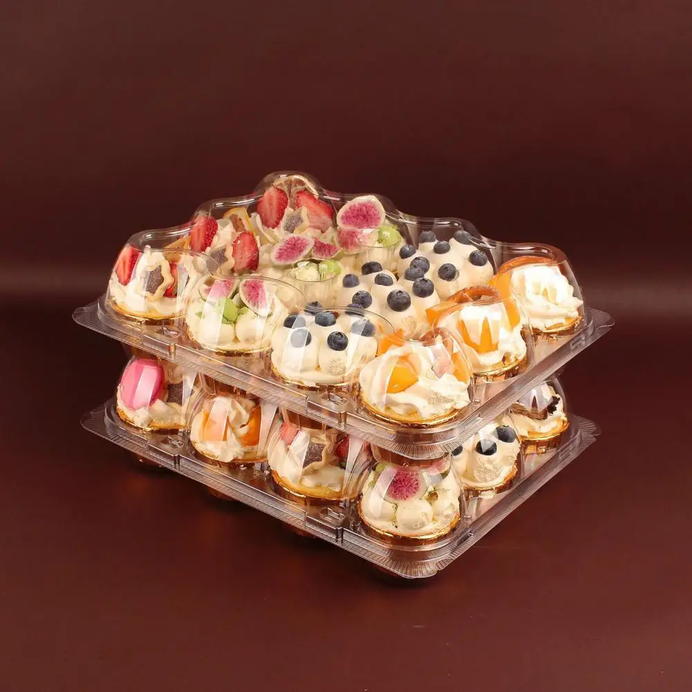 

Lightweight Cupcake Carrier Stackable Cupcake Carrier with 12 Grids for Home Party Transparent Cupcake Box Disposable for Easy