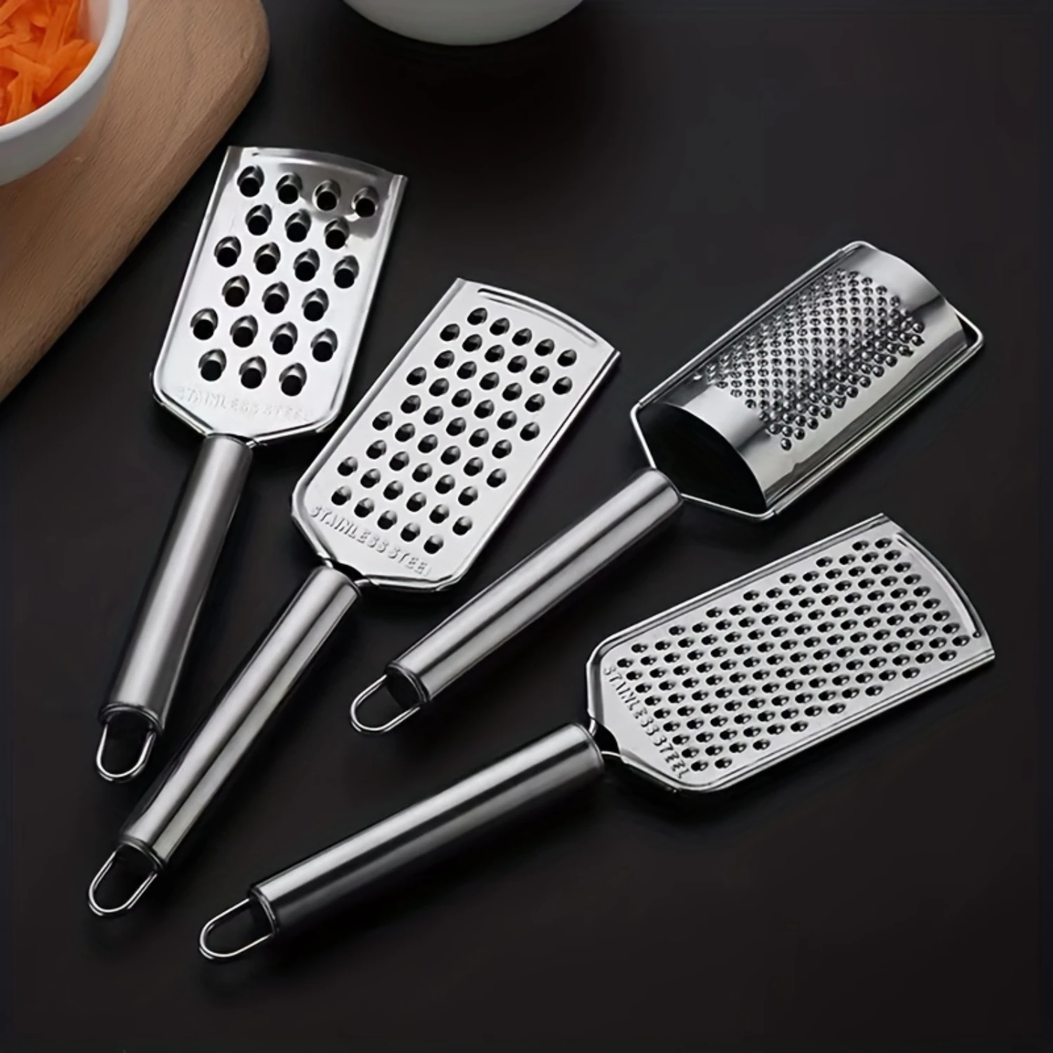 1/4pcs Stainless Steel Multifunctional Grater Set - Effortless Zesting, Shredding, and Grating for Lemons, Cheese, Garlic, Ginge