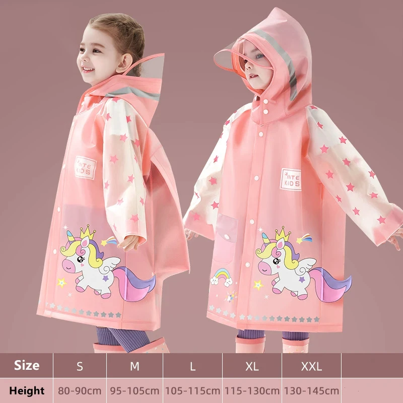 Chubasquero impermeable de unicornio para niños, chaqueta impermeable de dinosaurio para niños, mochila de posición, chubasquero para estudiantes