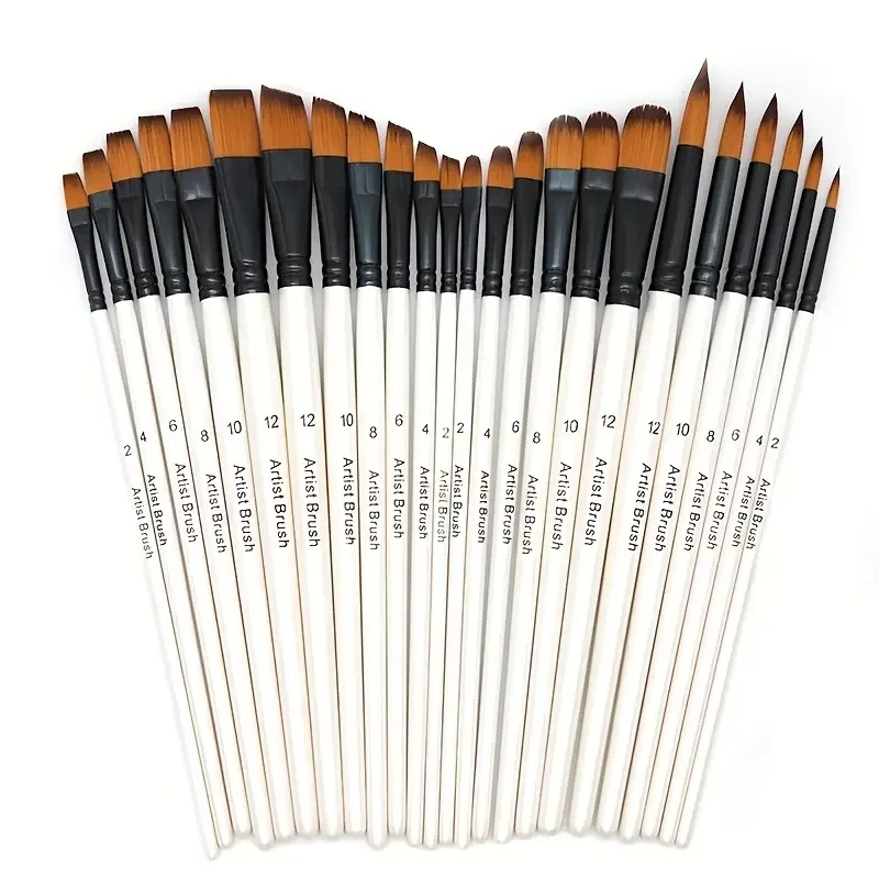 6pcs Artist Paint Brushes Set Nylon Tips Artist Paint Brushes For Acrylic Oil Watercolor Acrylic Painting Body Face Rock Art