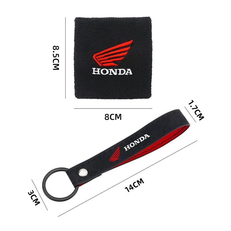 3D Logo Motorcycle Front Fluid Brake Reservoir Sock With Keychain Key ring For Honda CRF CB CR XR CRM CBR 125 250 300 350