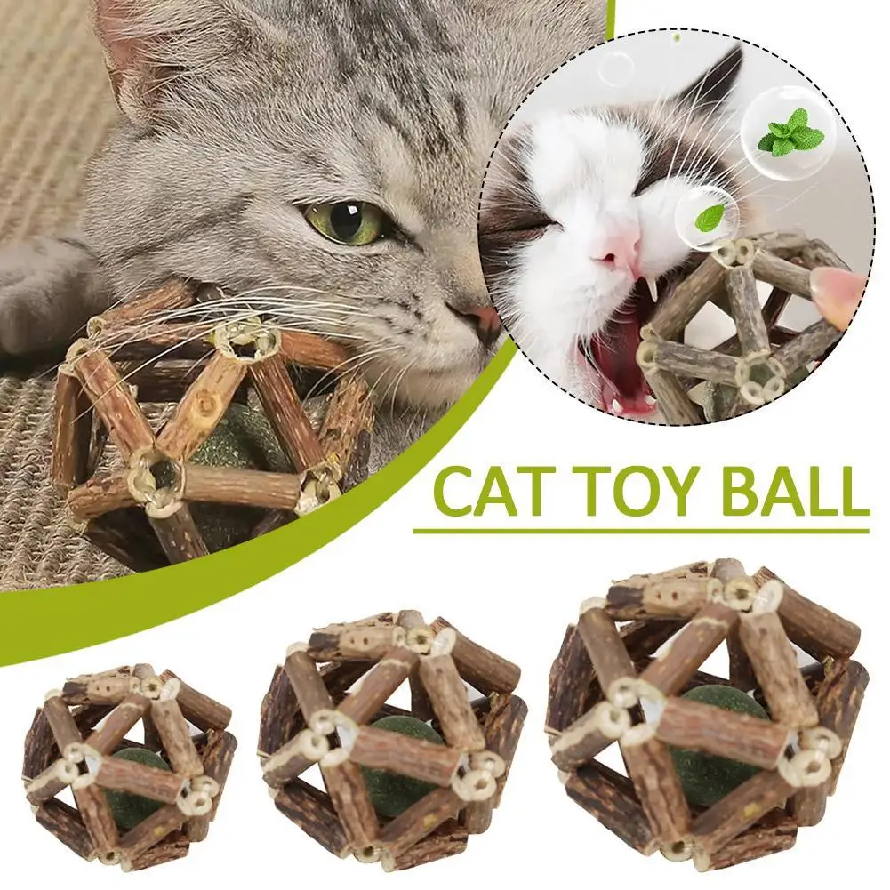 Cat Toy Ball Catnip Teeth Grinding Stick Self-entertaining Toy  Bite-resistant Interactive Play Cats Training Pet Supply