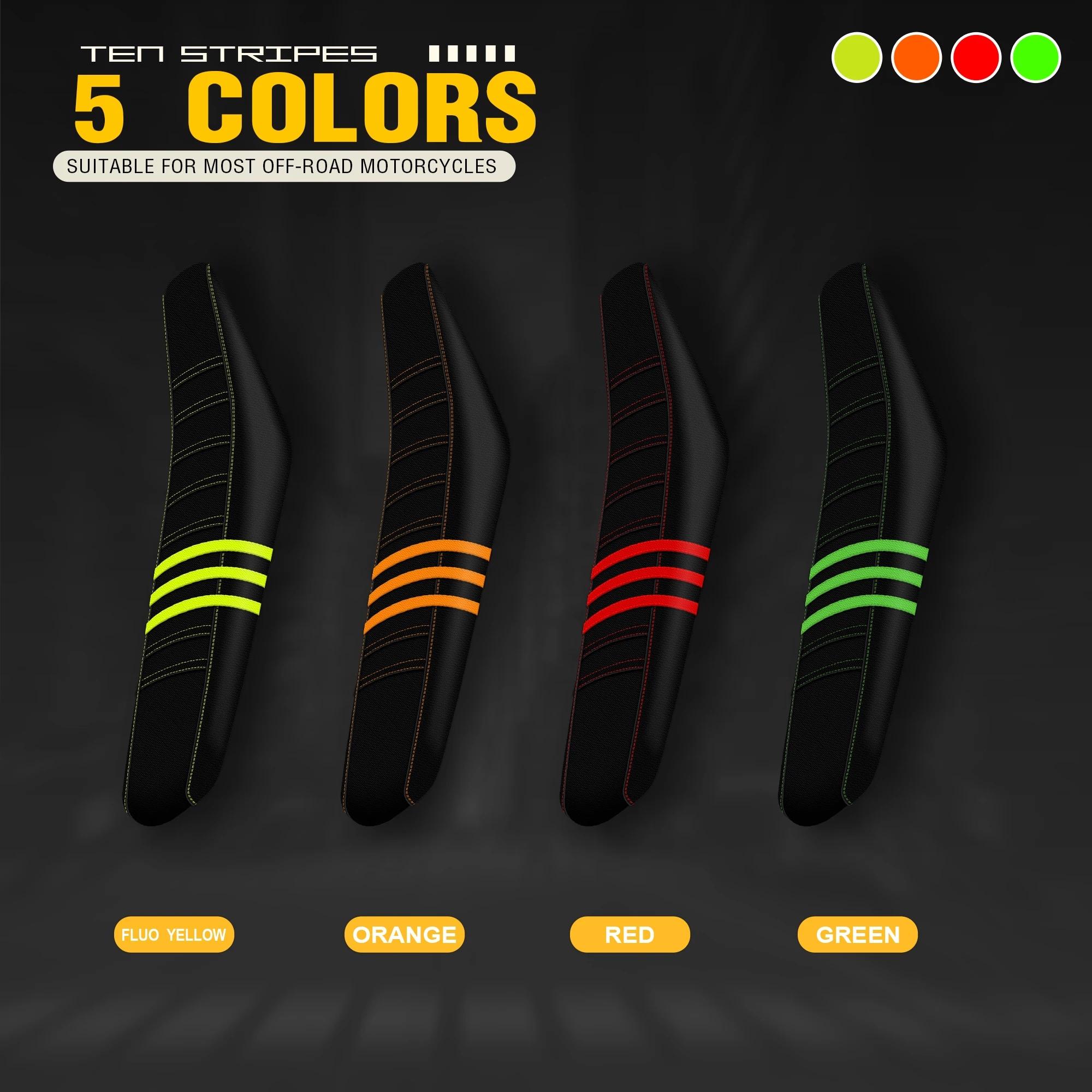 Queen X New Design Gripper 10 Ribs Motorcycle Dirt Bike Seat Cover for KX KXF WRF SX EXC CRF TE Ribbed Skin Anti-Slip Waterproof