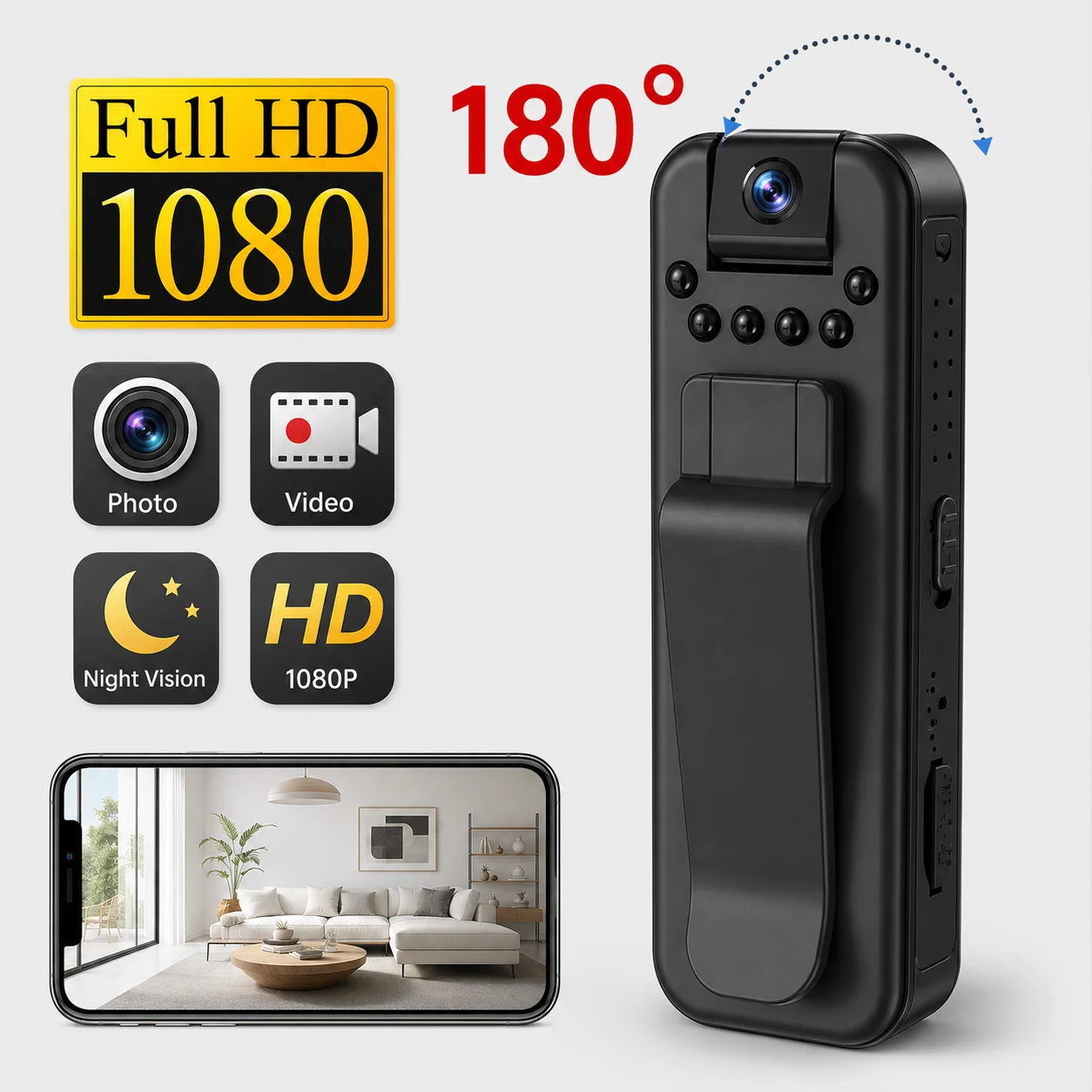 Compact Camera Mirrorless - Mini Cámara HD 1080P, Videograbadora Digital