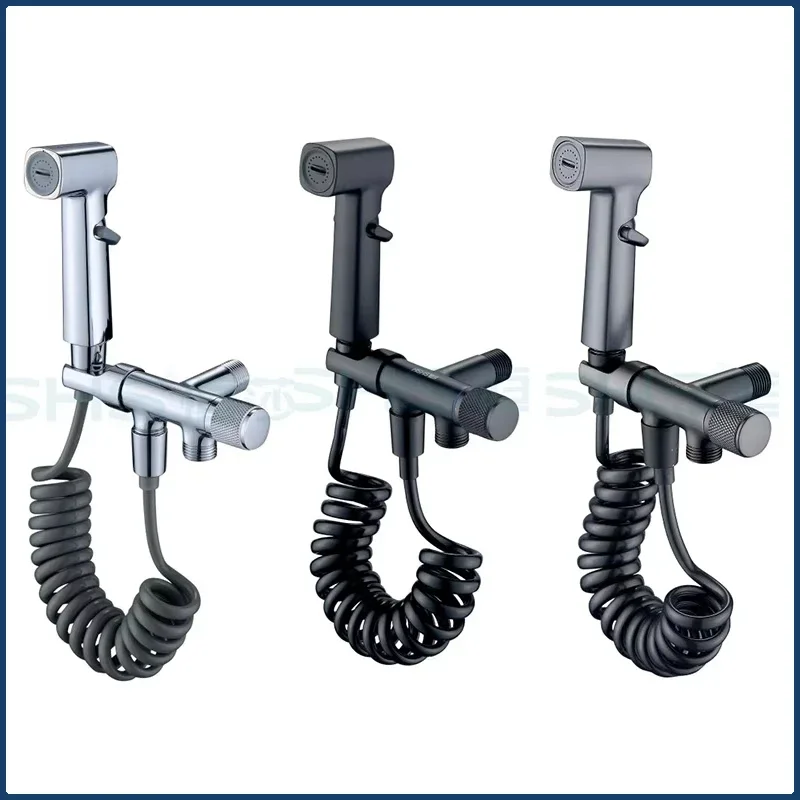 

Wall Mount Two Out Water G1/2 Angle Valve Bathroom Shower Bidet Sprayer Set Hygienic Cleaning Sprayer for Toilet Accessories