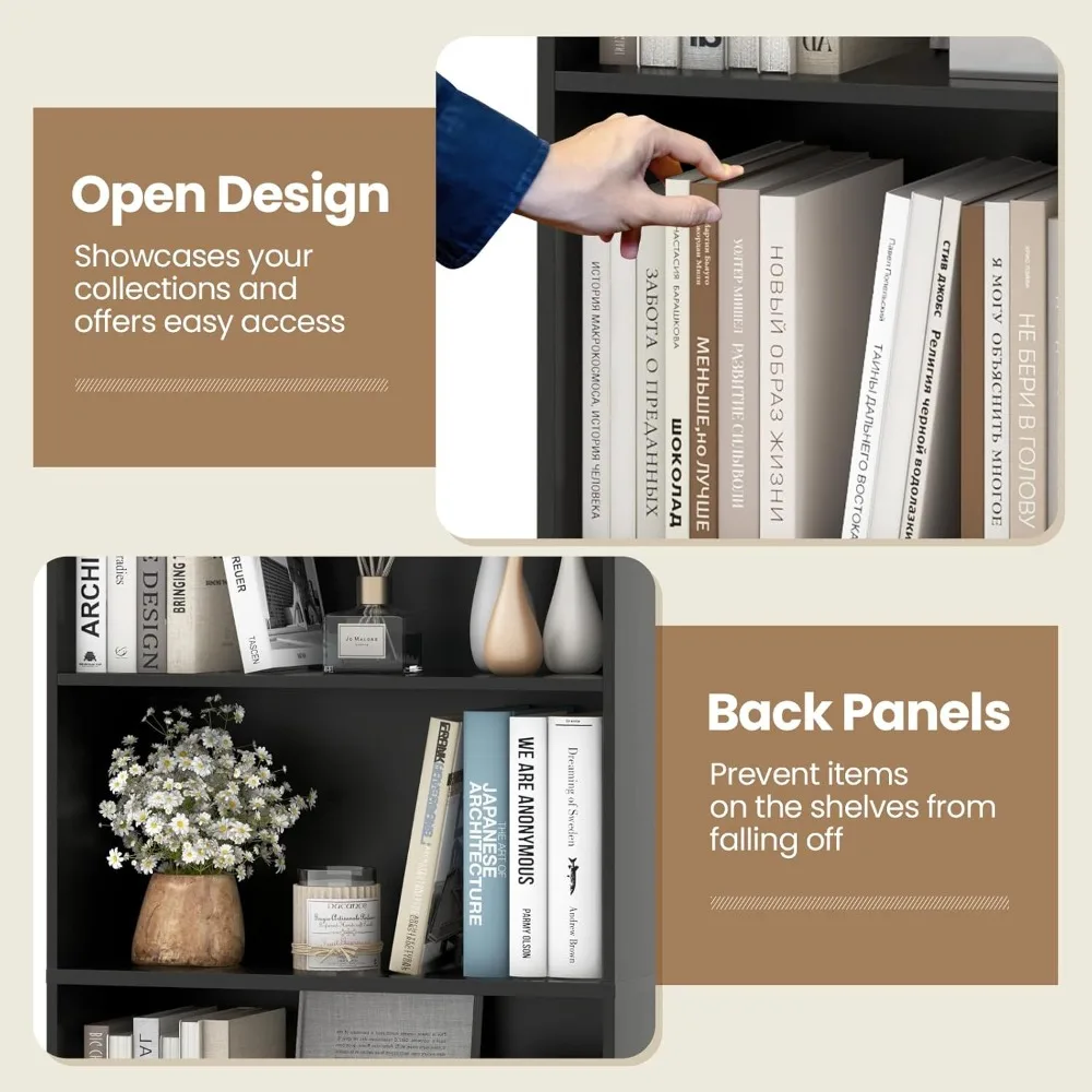 خزانة كتب خشبية قائمة على الأرض مكونة من 6 طبقات، وأرفف تنظيم تخزين مفتوحة العرض، و70 رف كتب طويلًا للاستخدام في المكاتب المنزلية