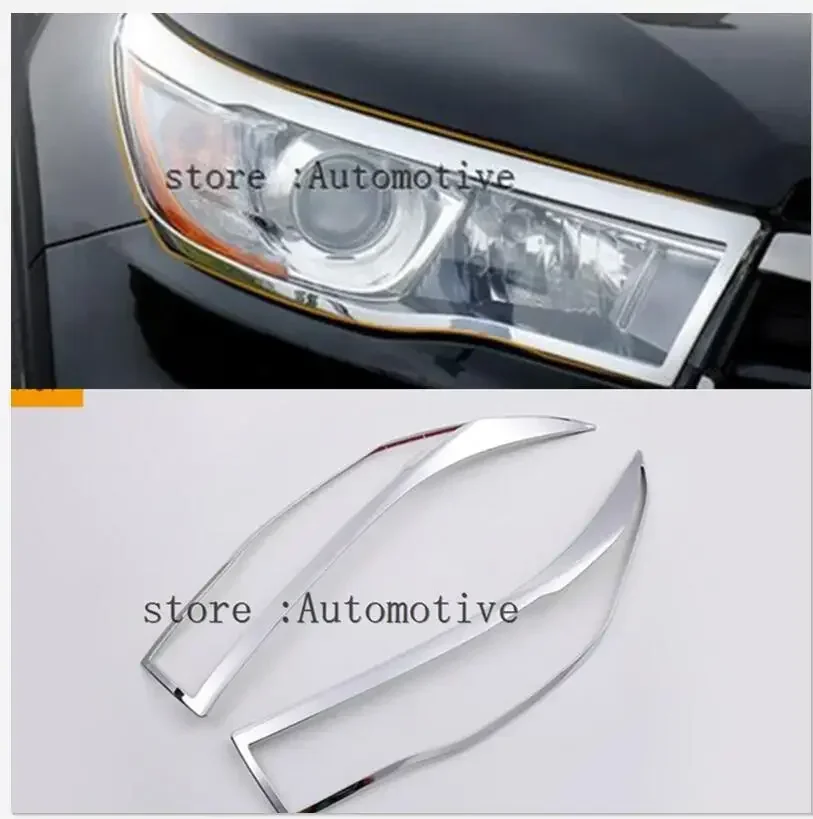 

ABS Chrome Front Headlight Lamp Cover 2PCS Fit For Toyota Highlander 2014 2015 2016 2017