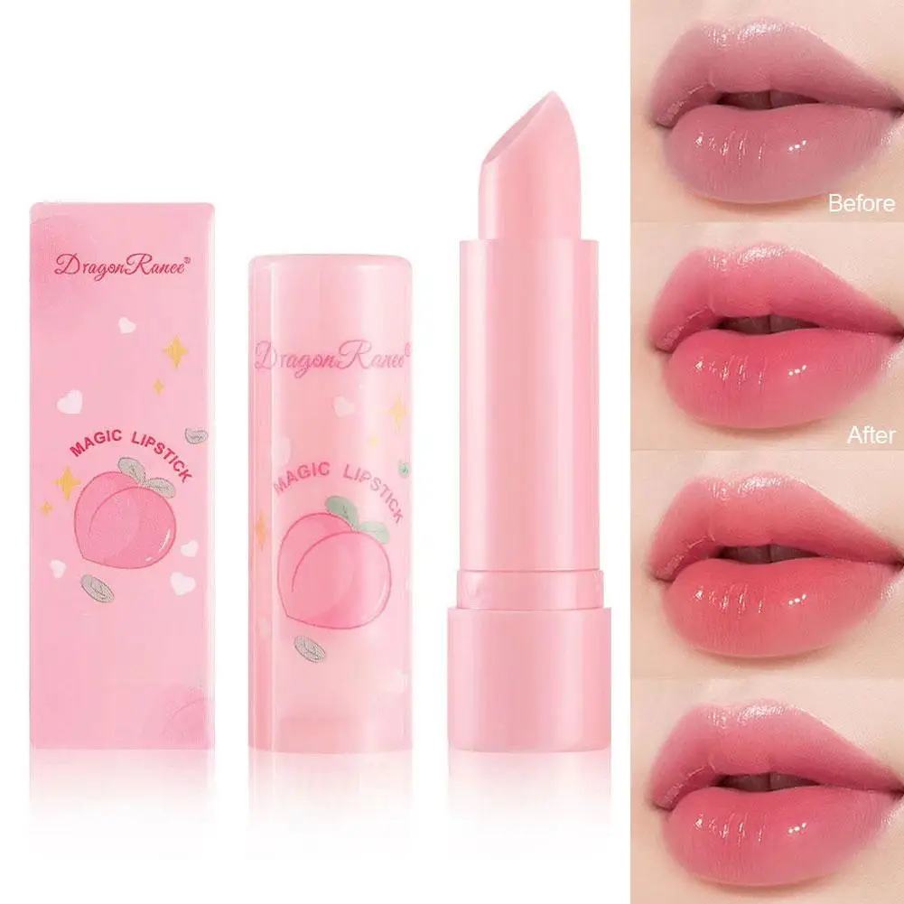 Color Changing Lip Balm Temperature Change Tinted Peach Lipstick Moisturizing Lip Stain Lasting Makeup Lip Care Nourish Cosmetic