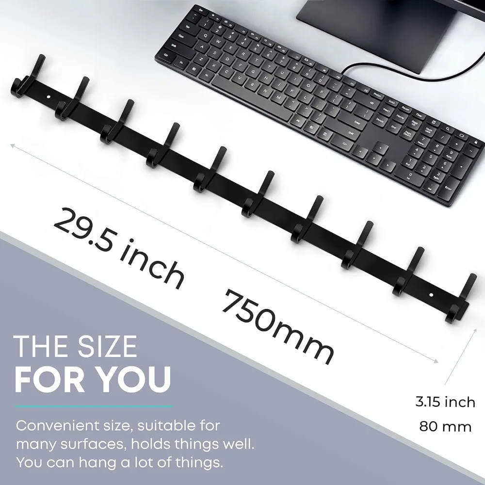 

Matte Black Coat Rack Wall Mount – 30 Inch Stainless Steel Hook Rail with 10 Double Hooks Wall Mounted Entryway Organizer