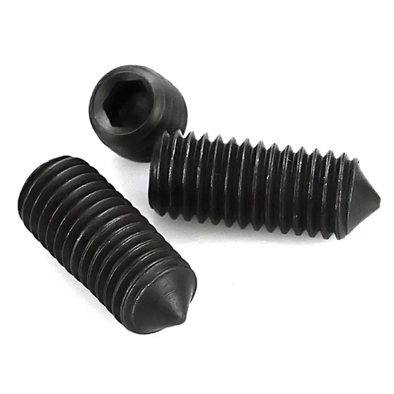 M3 M4 M5 M6 M8 M10 M12 Schwarze 304 Edelstahl Sechskant-Inbusschrauben mit Kegelspitze, Stellschrauben, Bolzen – Detail 2