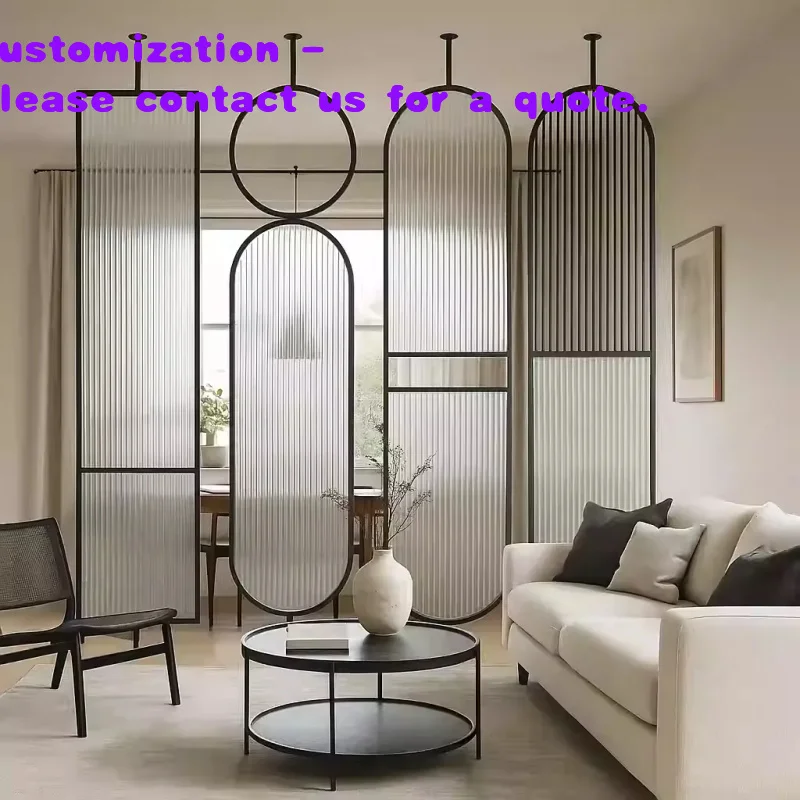 

custom.Changhong Handcrafted Art Deco Stainless Steel Partition Wall Luxury Iron Screen Glass Decoration Living Room Foldable Me