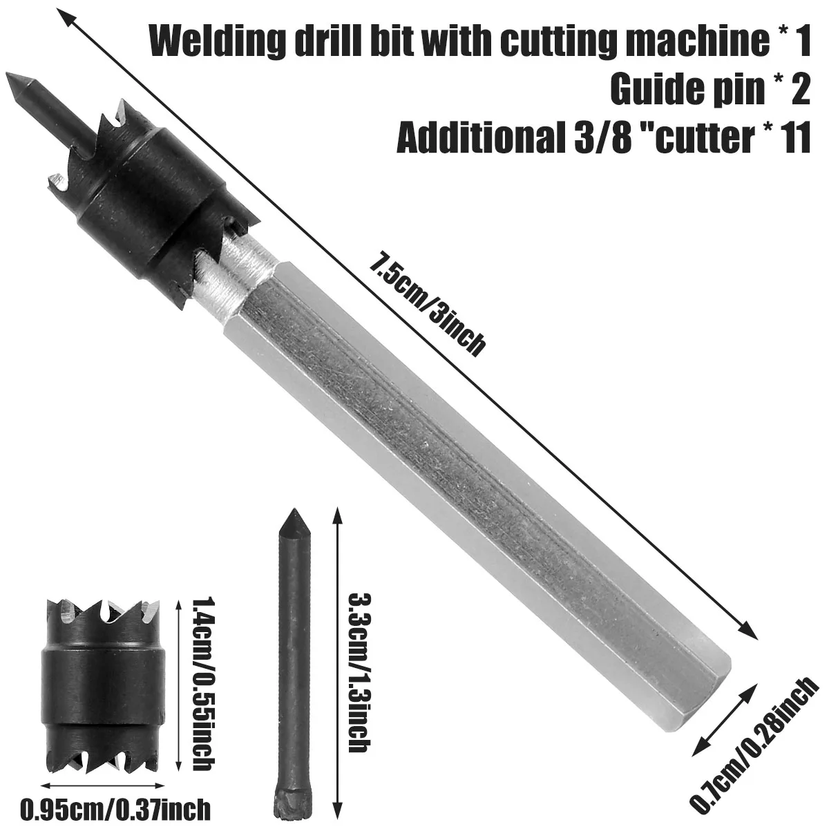 14Pcs Spot Weld Cutter Set High Speed Steel Double Sided Spot Weld Remover Cutter Drill Bit 3/8inch Sturdy Welder Cut Rotary Kit