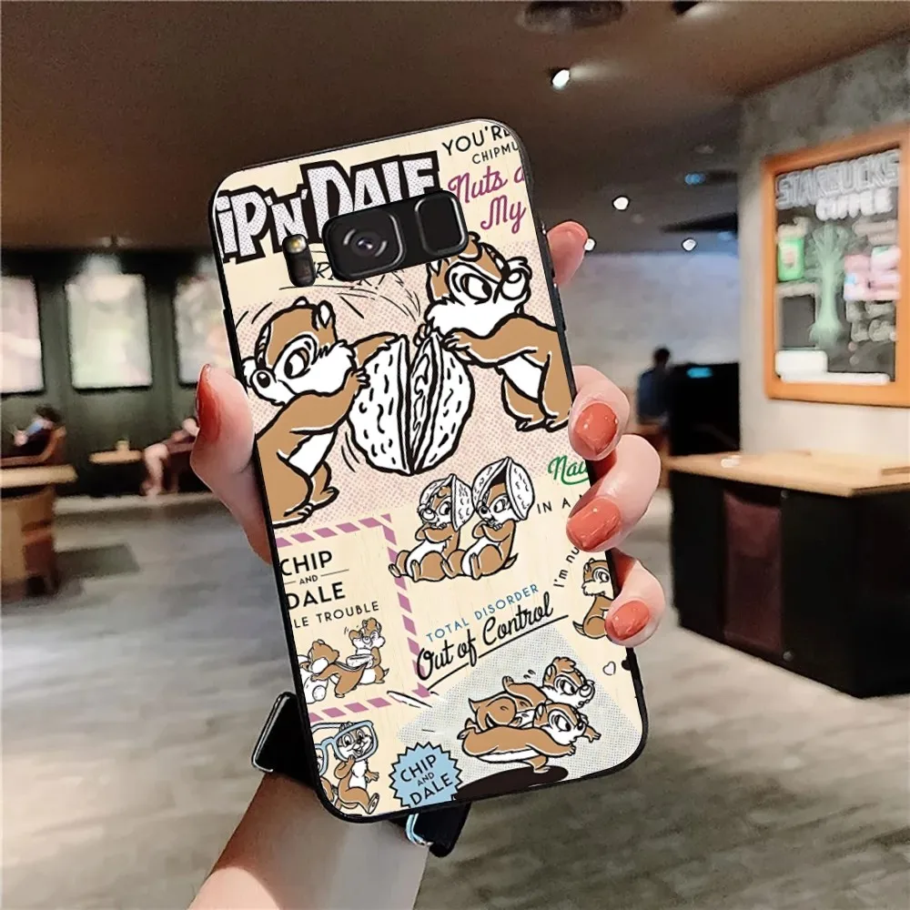 Chip 'n' Dale Cute Cartoo Phone Case For Samsung Galaxy A52 A12 A51 S21 Edge S22ULTRA S23 S20LITE Plus Ultra Black Cover