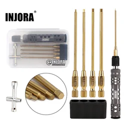 INJORA Hexagon Screwdriver 1.5 2.0 2.5 3.0mm Hex Quick Change Allen Key Wrench Tools Kit for 1/10 1/8 RC Model Car