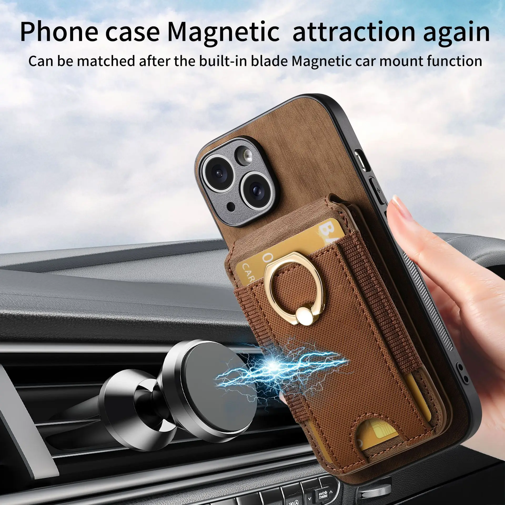 Magnetic Ring Holder Case For Samsung Galaxy Buddy 3 2 A Quantum 4 Wide 6 5 Jump 3 5G Removable Card Bag Wireless Charging Cover