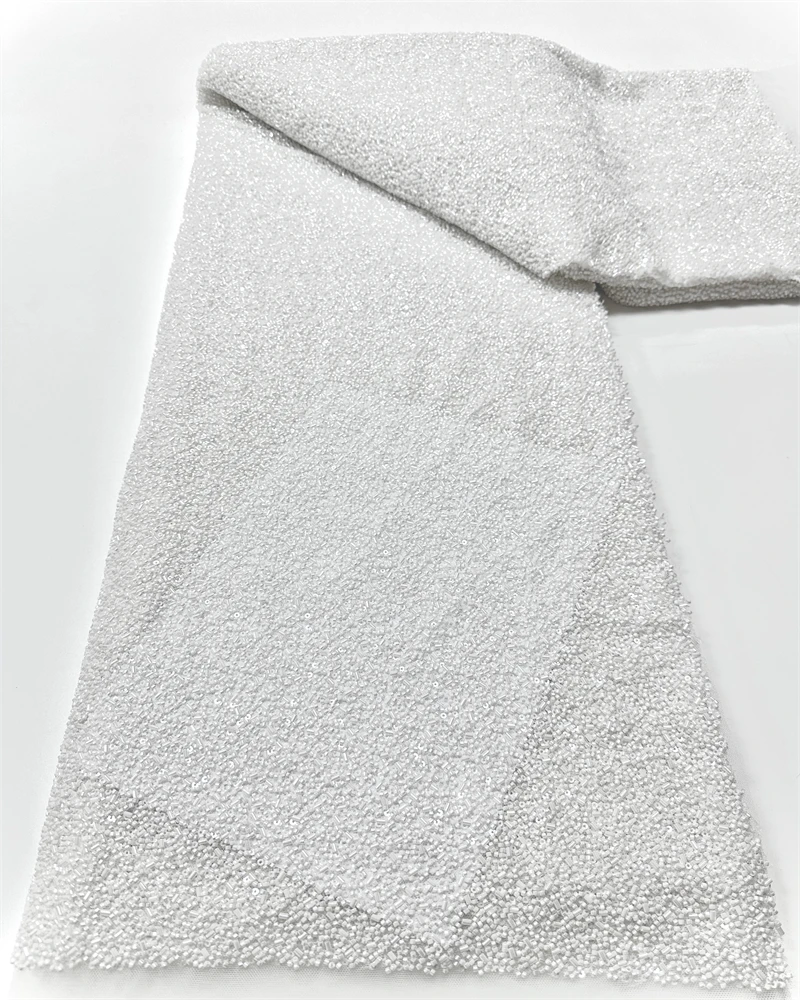 

Высококачественная французская сетчатая кружевная ткань с бисером, 2026, жемчуг и бусины, тюль, кружево с блестками для шитья