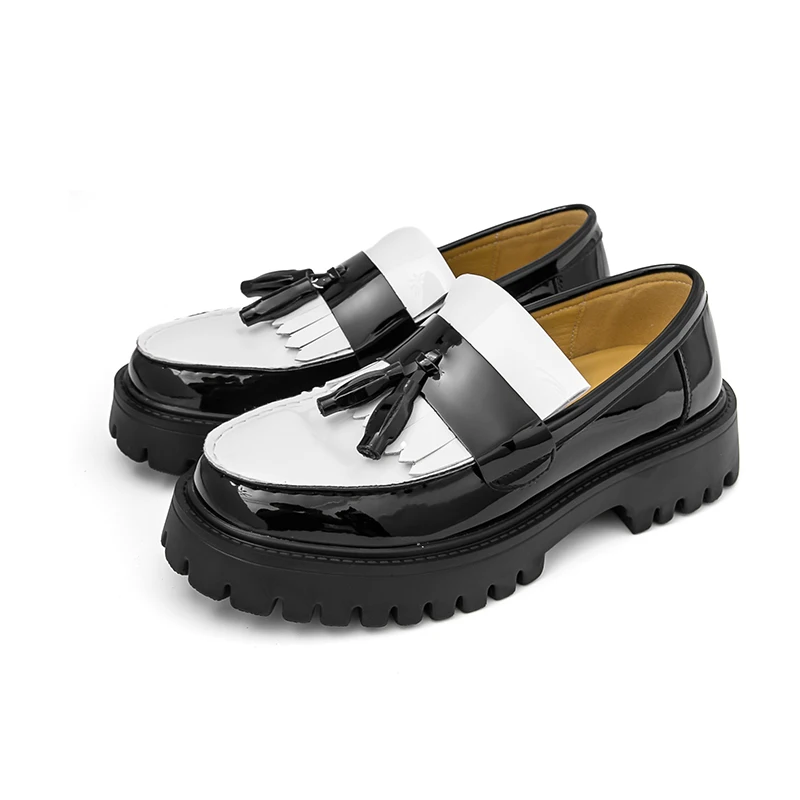 

Round Toe Shoes Tassel Loafers Mens Party and Business Loafers Thick Soled Men Dress Platform Shoes Comfortable Breathable Shoes