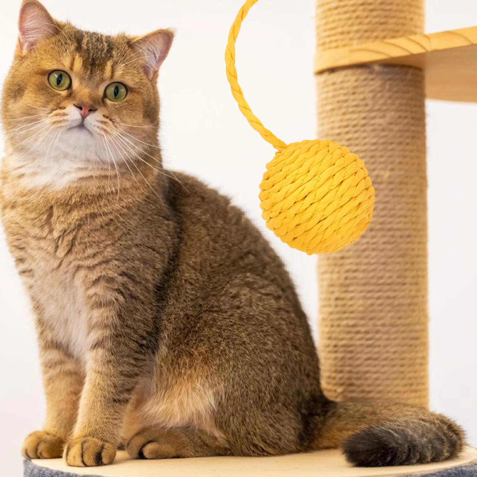 Cat Scratching โพสต์กระดาษ Tether Ball Sisal เชือก Fuzzy Balls สําหรับแมวของเล่นแมว