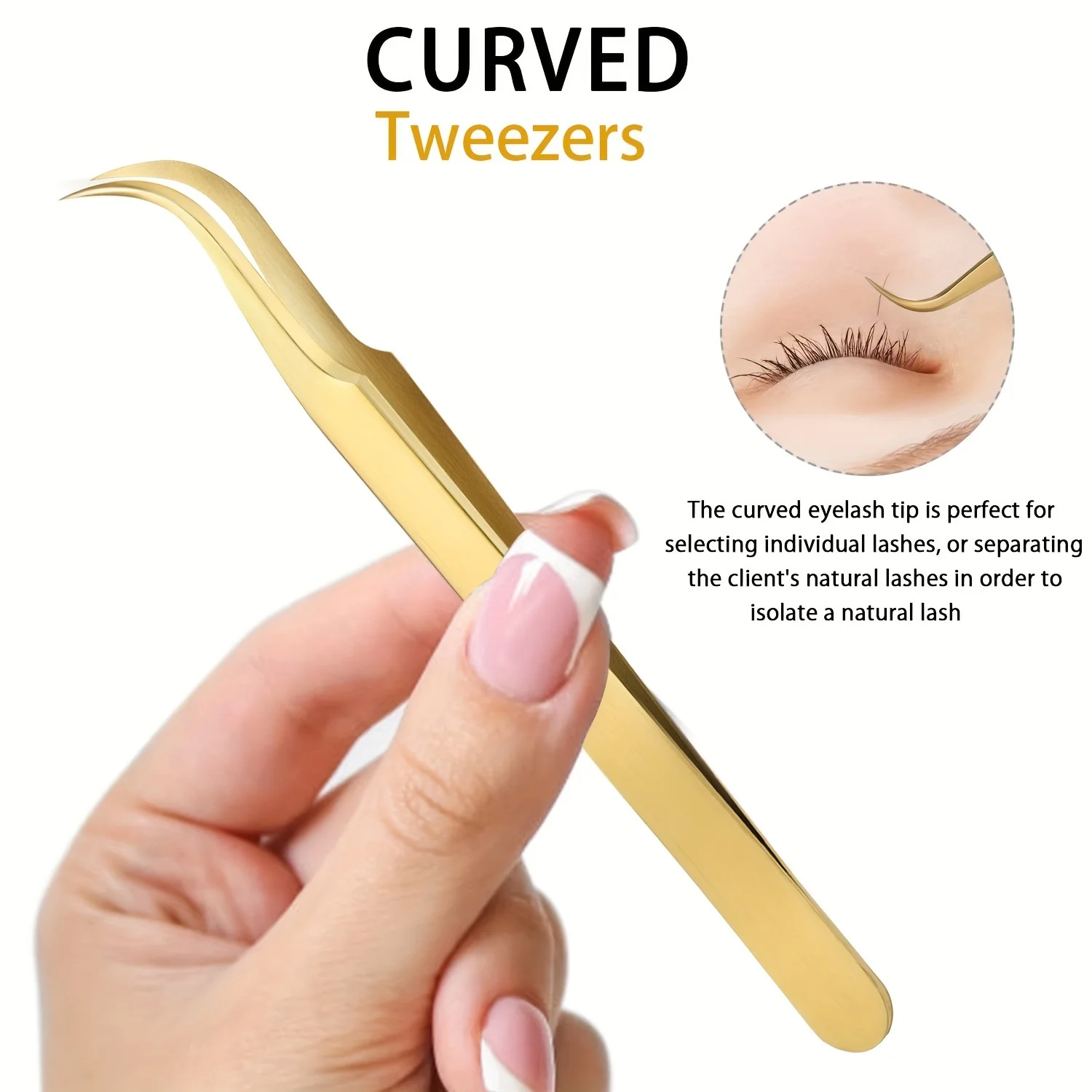 High Precision Lash Tweezers Set - Includes 3 Stainless Steel Eyelash Tweezers for Classic Individual and Volume Lash Extensions