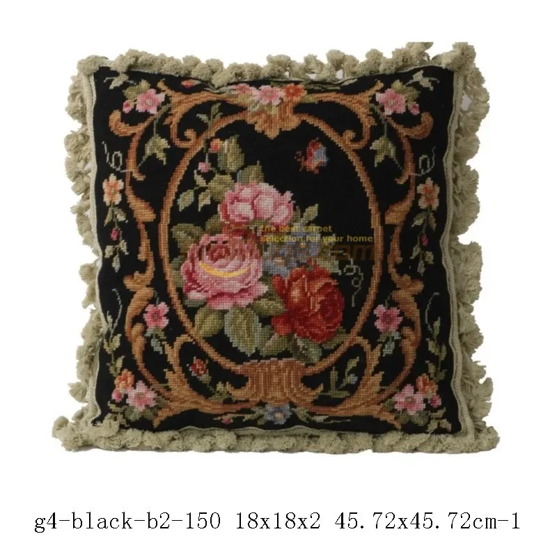 Handcrafted wool carved and embroidered cushion needlepoint cushions