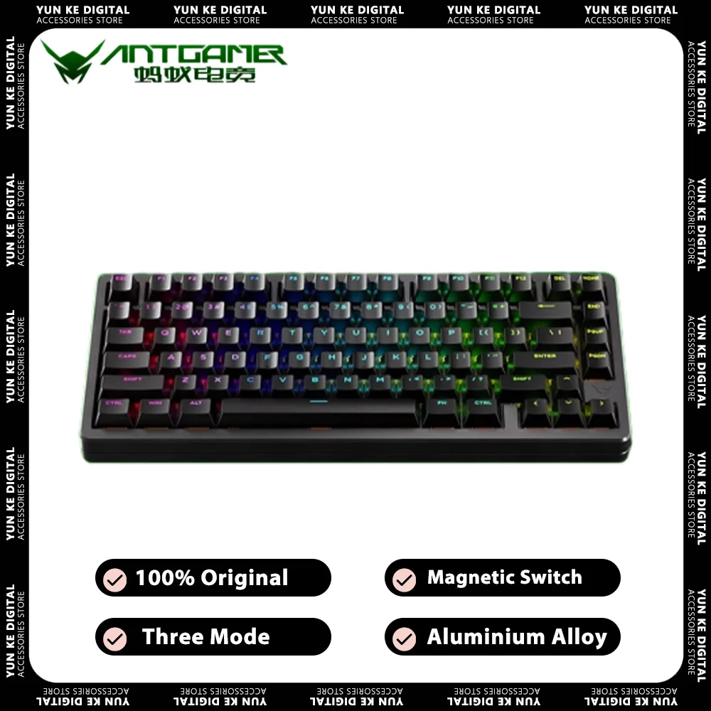 

ANTGAMER AGK75 Magnetic Switch Gamer Keyboard Aluminium Alloy Three Mode Mechanical Keyboard Gasket RGB Gaming Accessories Gifts