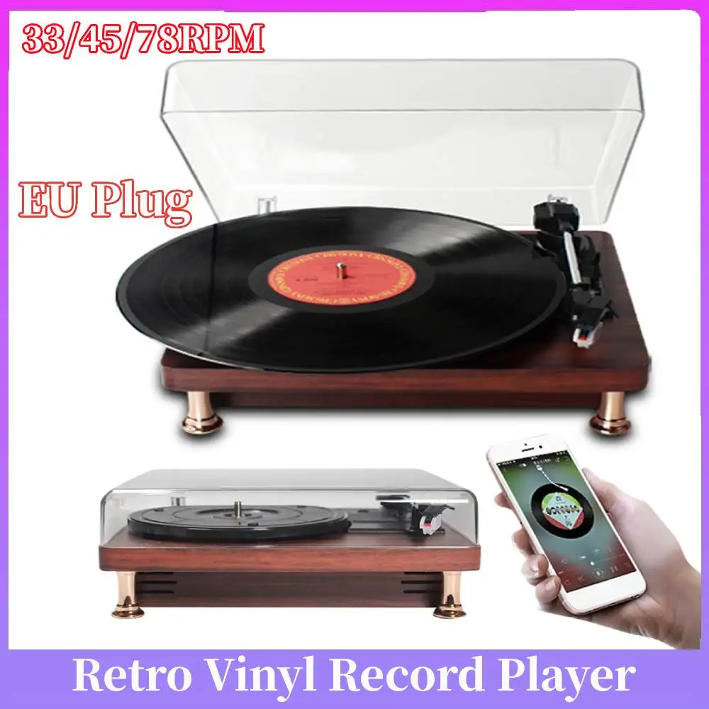 Reproductor de discos de vinilo Retro, tocadiscos Compatible con Bluetooth, 33/45/78RPM, tocadiscos de fonógrafo para decoración del hogar