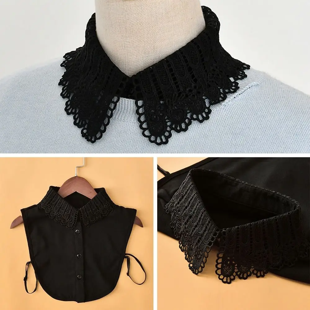 Collar falso de encaje a la moda para mujeres y niñas, cuello falso desmontable, ropa ajustable DIY, solapa, media camisa, chal, decoración envolvente