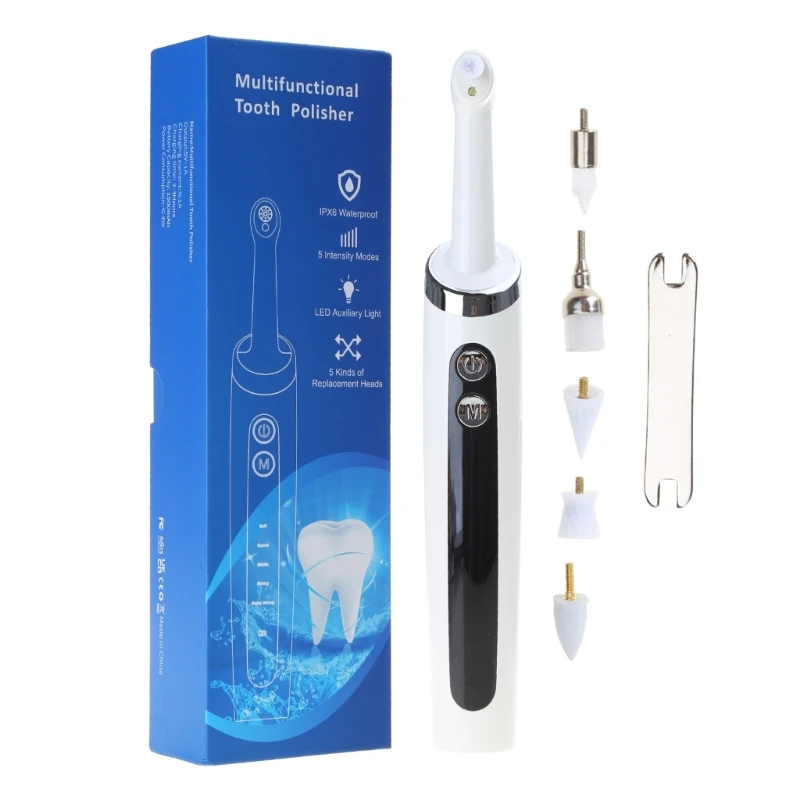 D0AB Heartyfly Tooth Polisher Professional Teeth Whitening 5 Modes, USB Charging