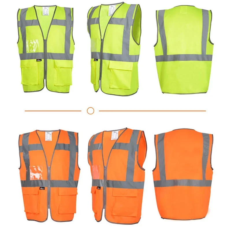 Imagem -02 - Visibilidade Reflective Zipper Front Segurança Vest com Tiras Workwear Construção Alta