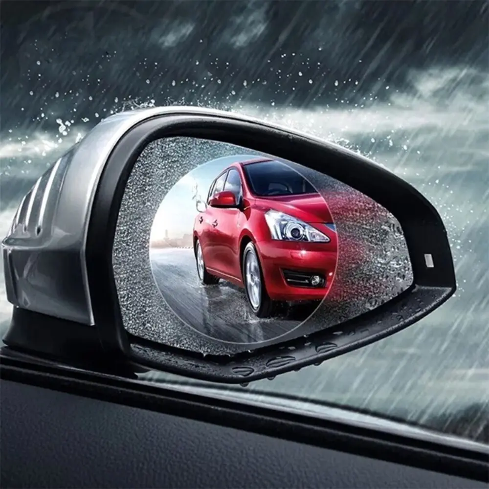 2 Pcs Durable PET Rain Proof Films Anti-fog Transparent Rearview Mirror Rain Film Waterproof Safe Driving