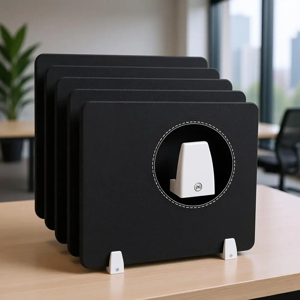 

6 Pack Desk Privacy Panels 20x24 Clamp-On Acoustic Noise-Reducing Desktop Dividers for Office and Study (Black)