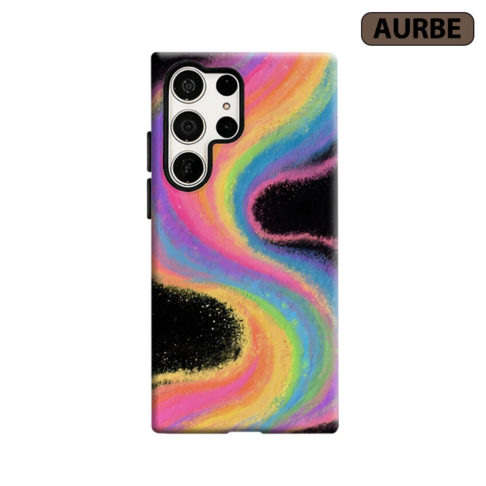 Rainbow Dust Swirl Phone Case for Samsung Galaxy S26 S25 Ultra S24 S23 Ultra Plus Shockproof Double Layer Tough Back Cover