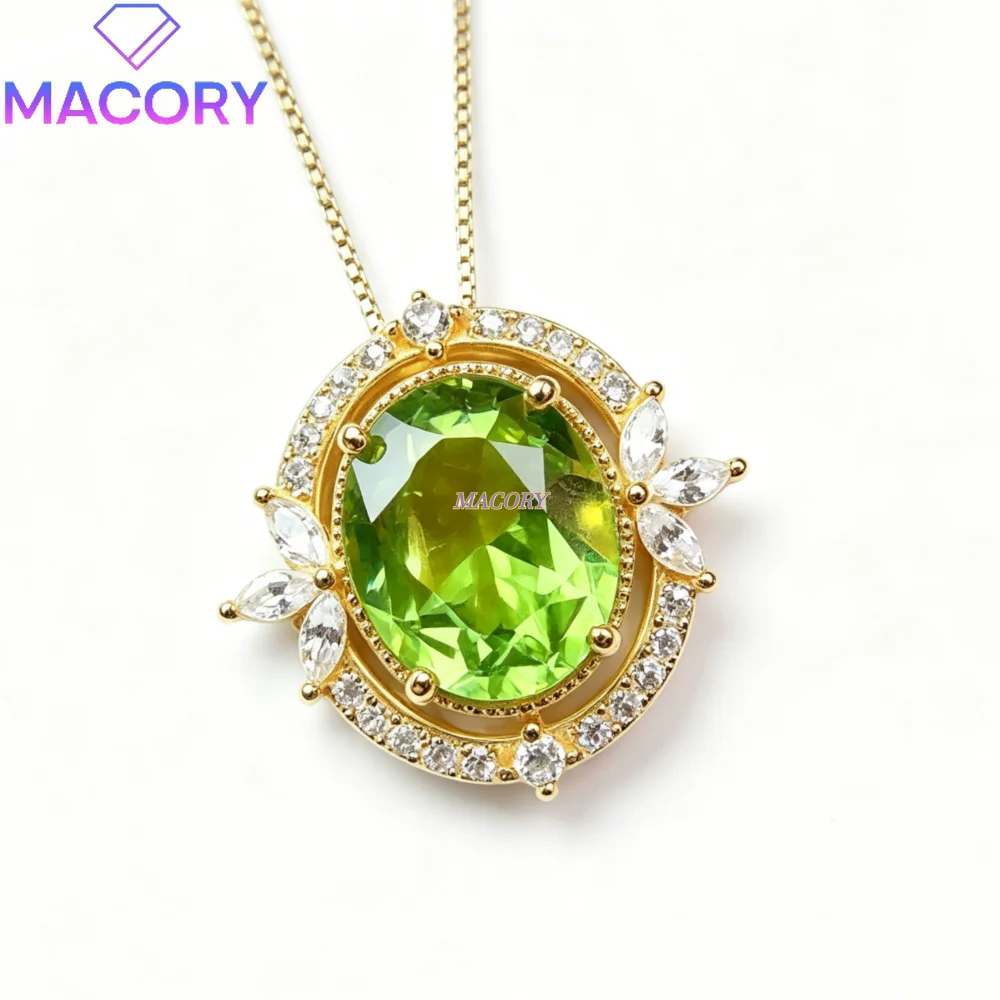 Natural peridot pendant necklace 925 sterling silver everyday wear elegant lively fresh and natural a gift for Valentine's Day
