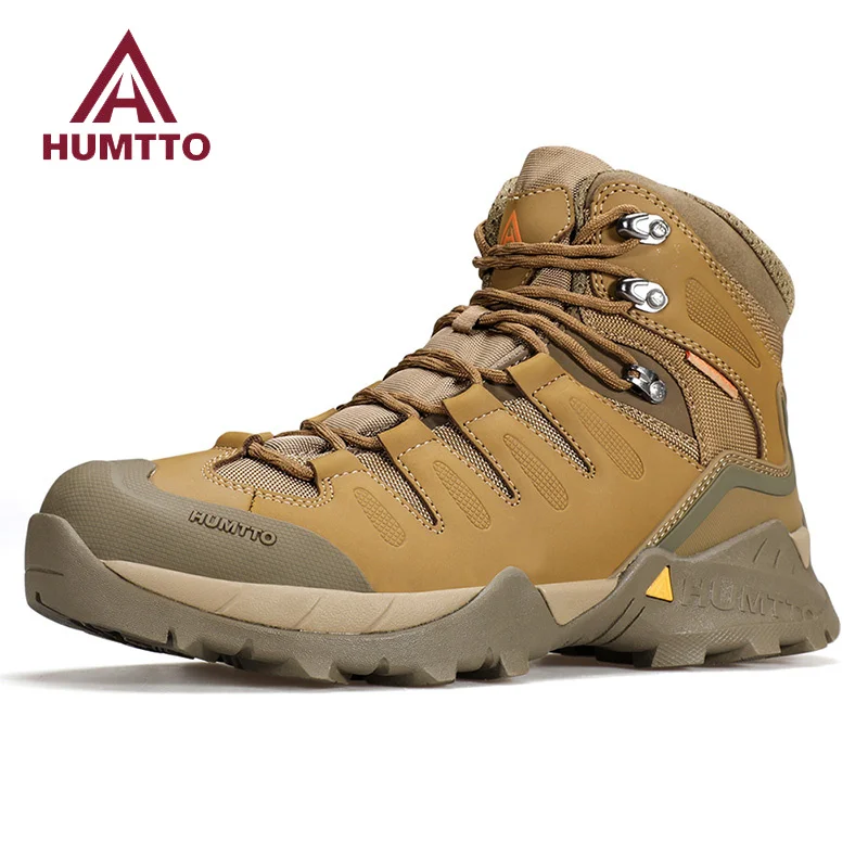 HUMTTO Shoes for Men Genuine Leather Hiking Men's Sports Shoes Non-slip Winter Outdoor Safety Sneakers Breathable Trekking Boots