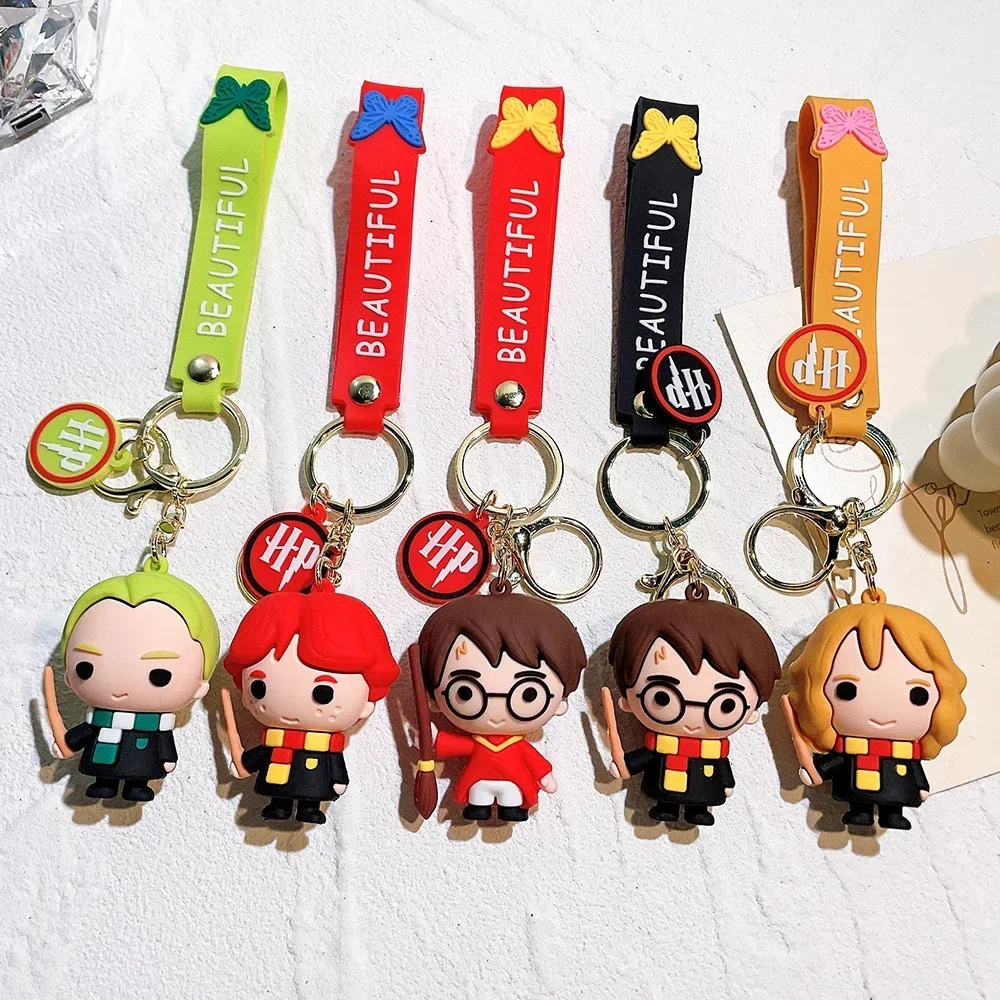 2024 Hot Harri Magician PVC Key Chain Pendant Doll Potter Ron Weasley Pendant Couple Car Key Chain Model for Kid Christmas Gift