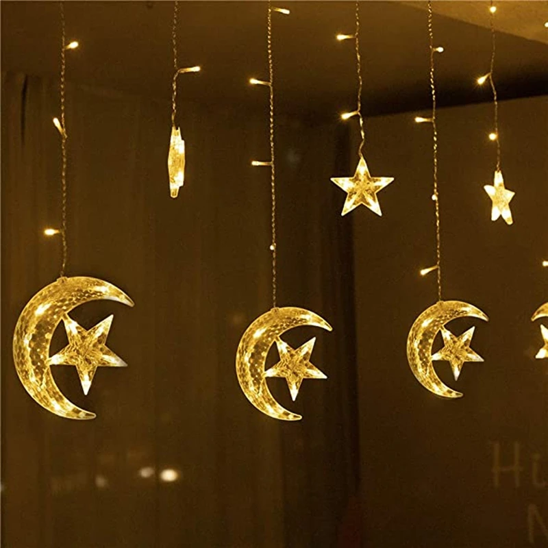 12 Star Moon Light String 2.5M Outdoor Waterproof Bedroom Home Party Wedding Decoration Atmosphere Curtain Light EU Plug