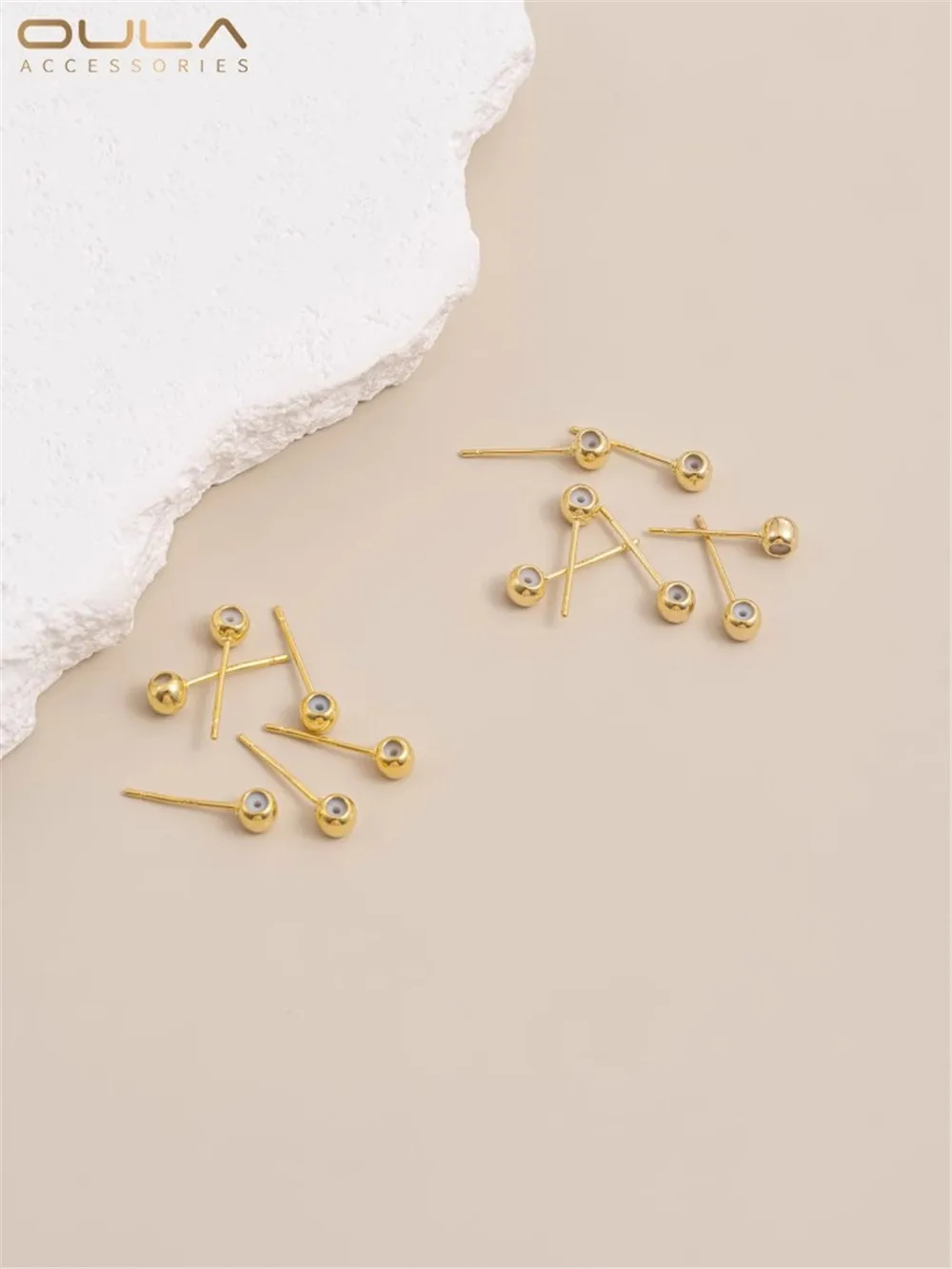 

14K Light Gold 18K True Gold Glue Bead Earrings Silicone Adjusting Earrings Diy Handmade Ear Accessories Material Accessories