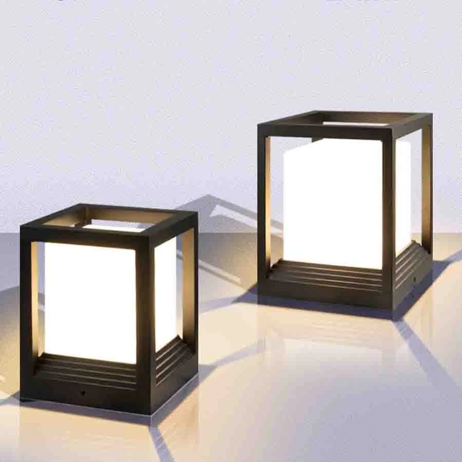 

Modern 220V/Solar Outdoor Post Light Aluminum LED Column Light IP54 Waterproof Square Lantern Pillar Light Lawn Bollard Light