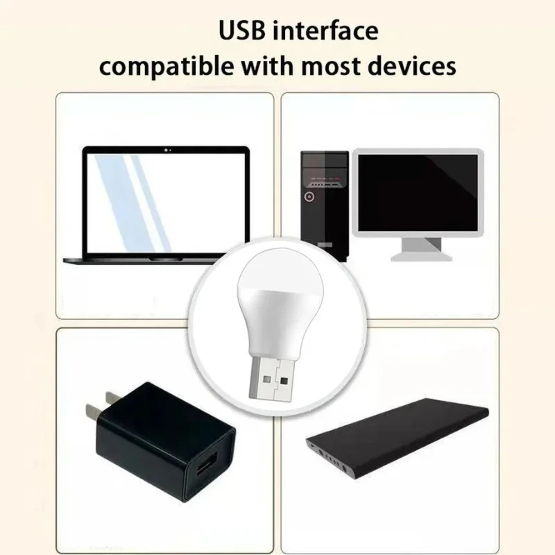 2pcs USB Plug Mini Round LED Lights Eye Protection Night Light Reading for A Laptop Computer Mobile Power Charging Book Lamps