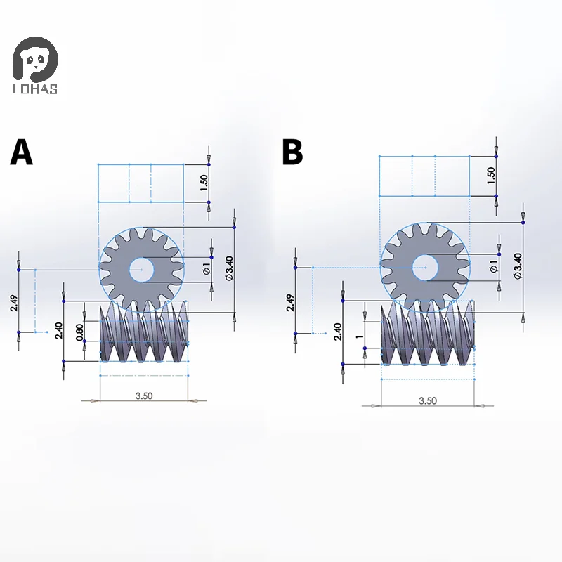 1:87 Modulus 0.2 15T Micro Brass Turbine Worm Static Change Gear Hole Dia 0.8mm/1mm Reduction Pinion Shaft Connector