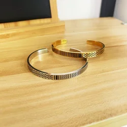 Fashionable And Exquisite New Vacuum Electroplated Stainless Steel Ethnic Style Open Bracelet For Couples Jewelry Accessories