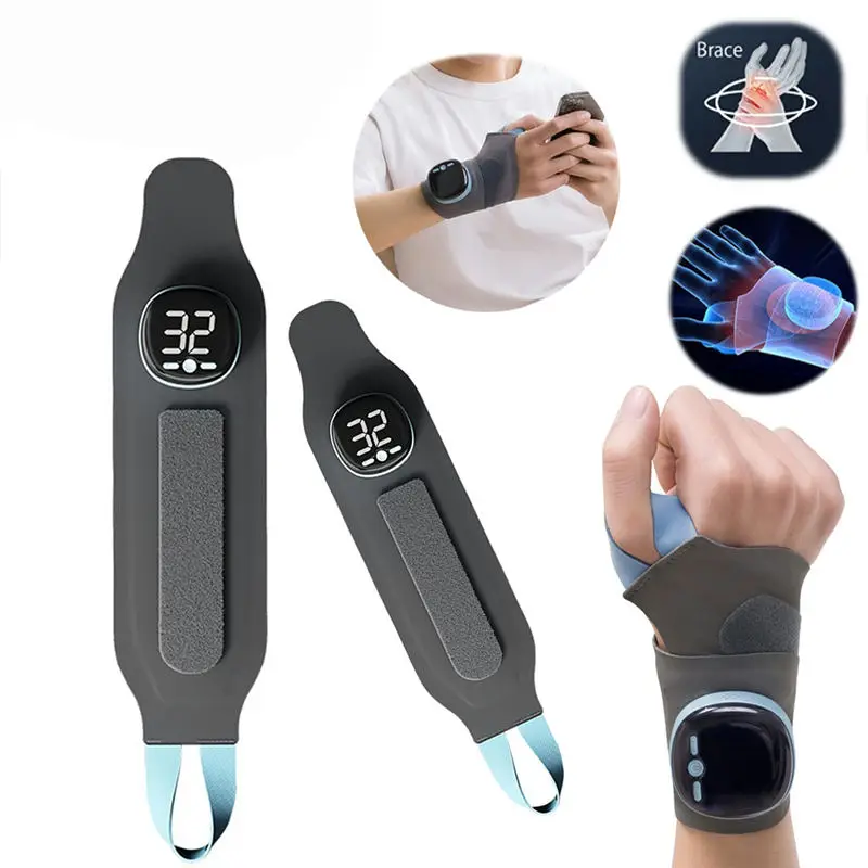 Electric Heating Wrist Massager 5 Levels Hot Compress 3 Levels Vibration Massage Wrist Guard Band Carpal Tunnel