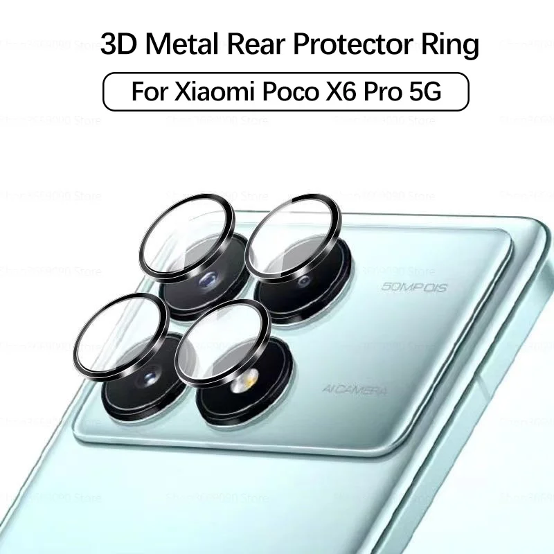 3D Camera Protector Glass For Xiaomi Poco X6 Pro 5G HD Tempered Glass Lens Metal Rear Ring On Poko Little X6Pro X 6 Pro 6Pro 5G