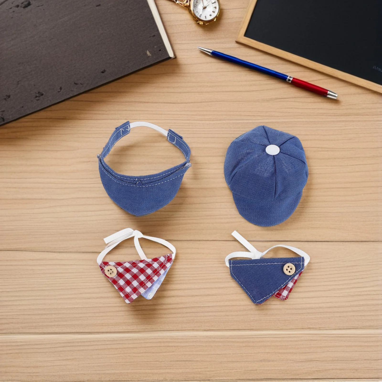 12 個のミニベレー帽と三角スカーフ子供用サマーキャップ衣類 10 センチメートルドールハウス衣装アクセサリーと写真小道具