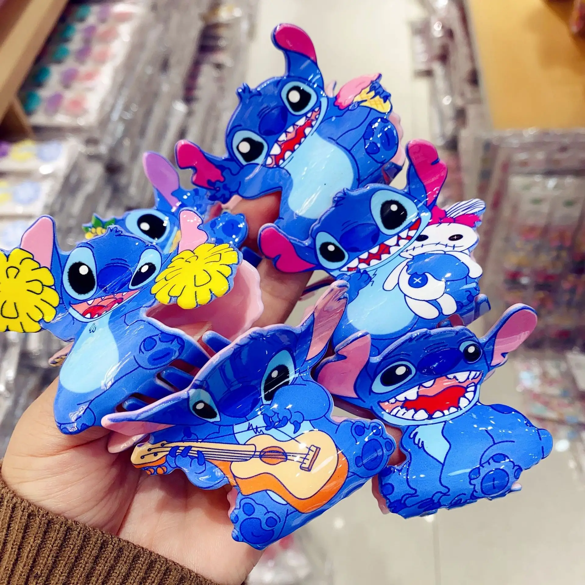 Randomly select 1 anime Disney cute cartoon blue Stitch acrylic hair clip hair accessory party gift