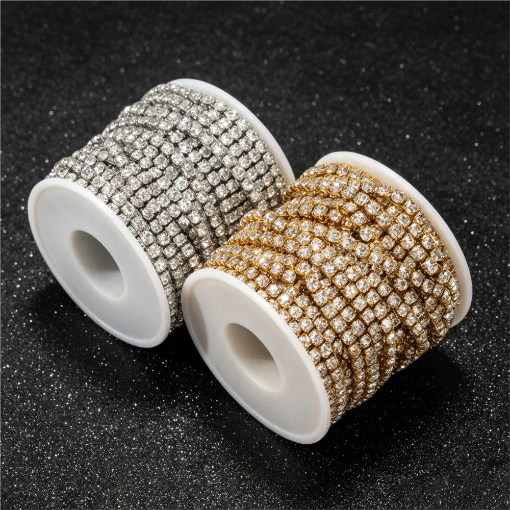 1Meter Stainless Steel Rhinestone Chain Sew-On Glue-On Trim Cup Chains For Clothes Necklace Bracelet DIY Jewelry Making Supplies
