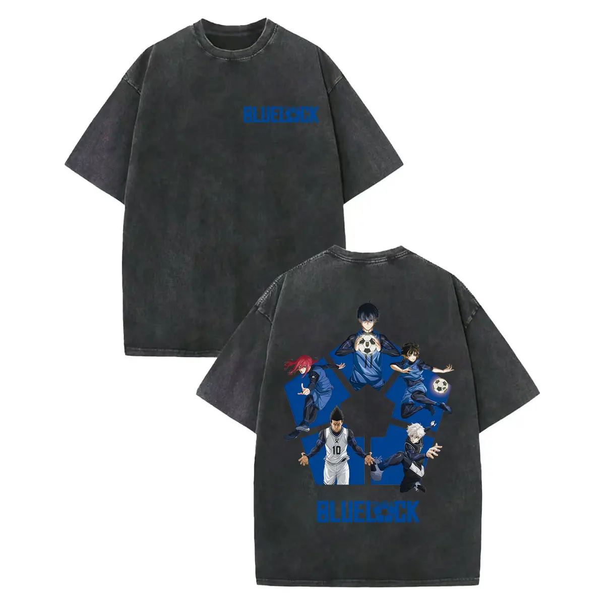 

Japan Anime Blue Lock Print T Shirt Men Women Clothing High Quality Vintage Washed T-shirt Summer Casual Loose Cotton T-shirts