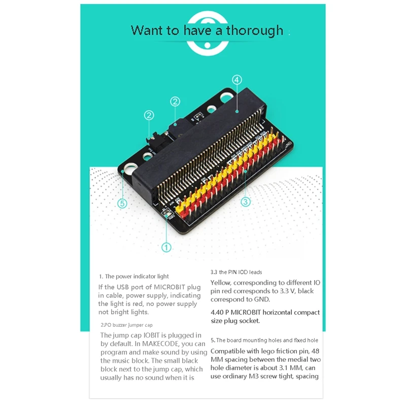 IOBIT V2.0 Micro:Bit Horizontal Adapter Board IOBIT V2.0 Expansion Board For Microbit