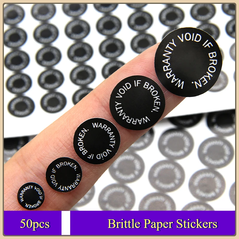 50PCS WARRANTY VOID IF BROKEN Screw Hole Tamper Evident Security Seal Removal Proof 6/8/10/12/15mm  Paper Sticker