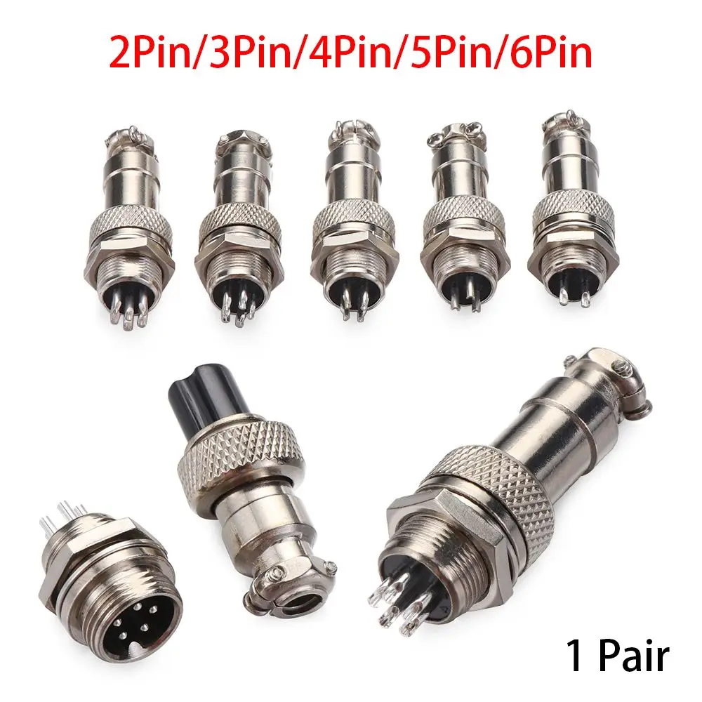 1Pair New 2/3/4/5/6 Pin 12mm Male&Female Wire Panel Connector  Aviation Socket Plug  GX12